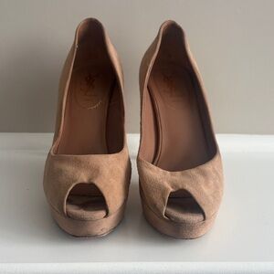 Yves Saint Laurent Women's Brown Peep Toe Heels